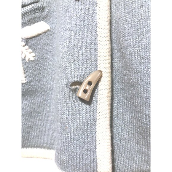 Vintage Powder Blue Wool Cardigan Sweater XL Snowflakes Wondrawool 100% Wool - Picture 4 of 8